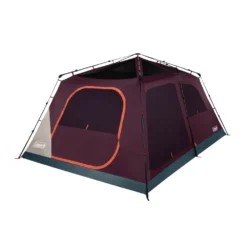 Coleman Skylodge™ 12-Person Instant Camping Tent, Blackberry -Camp To Explore Shop 12P CbnInstntIntrnlScrnRm BB 1 FrontAngleRight FlyOff WindowsUp
