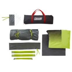 Coleman 4-Person Dark Room Sundome Tent -Camp To Explore Shop 2000032253 coleman dark room tent 4p unassembled green turquoise high angle 1