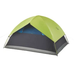 Coleman 4-Person Dark Room Sundome Tent -Camp To Explore Shop 2000032253 coleman dark room tent 4p with rain fly green turquoise from behind right angle 1