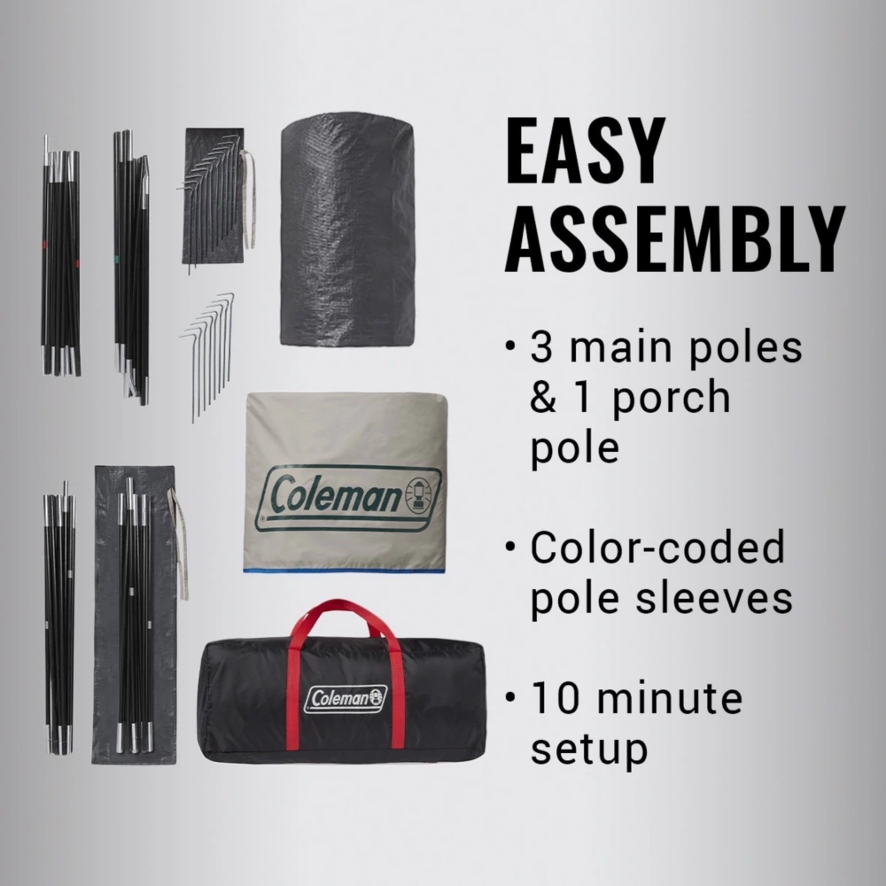 Coleman 4-Person Cabin Tent With Enclosed Weatherproof Screened Porch, Evergreen 8 Coleman 4-Person Cabin Tent With Enclosed Weatherproof Screened Porch, Evergreen - Image 6