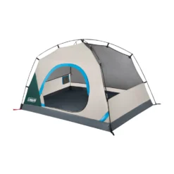 Coleman Skydome™ 2-Person Camping Tent With Full-Fly Vestibule, Evergreen -Camp To Explore Shop 2P DmVstblFllFly Evrgrn 3 FrontAngle FlyOff DoorOpen