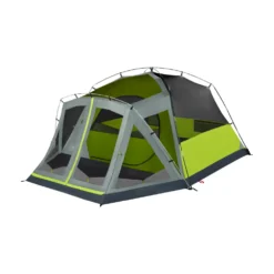 Coleman Skydome™ 4-Person Camping Tent With Screen Room, Rock Grey 15 Coleman Skydome™ 4-Person Camping Tent With Screen Room, Rock Grey -Camp To Explore Shop 4P DmScrnPrch RckGry 2 FrontAngleLeft FlyOff WindowsDown