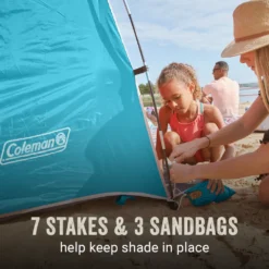 Coleman Skyshade™ Small Compact Beach Shade, Caribbean Sea -Camp To Explore Shop Coleman 2000037508 Skyshade CaribbeanSea ATF5