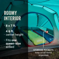 Coleman Skydome™ 4-Person Camping Tent With Full-Fly Vestibule, Evergreen -Camp To Explore Shop Coleman 2000037516 Skydome FullFlyVest 4P ATF6