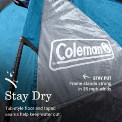 Coleman® Camp Burst™ 4-Person Camping Tent -Camp To Explore Shop Coleman CampBurstTents 4P ScubaBlue ATF3