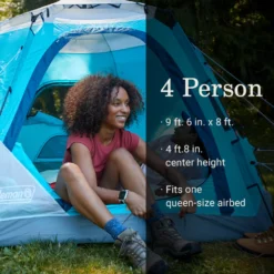 Coleman® Camp Burst™ 4-Person Camping Tent -Camp To Explore Shop Coleman CampBurstTents 4P ScubaBlue ATF6